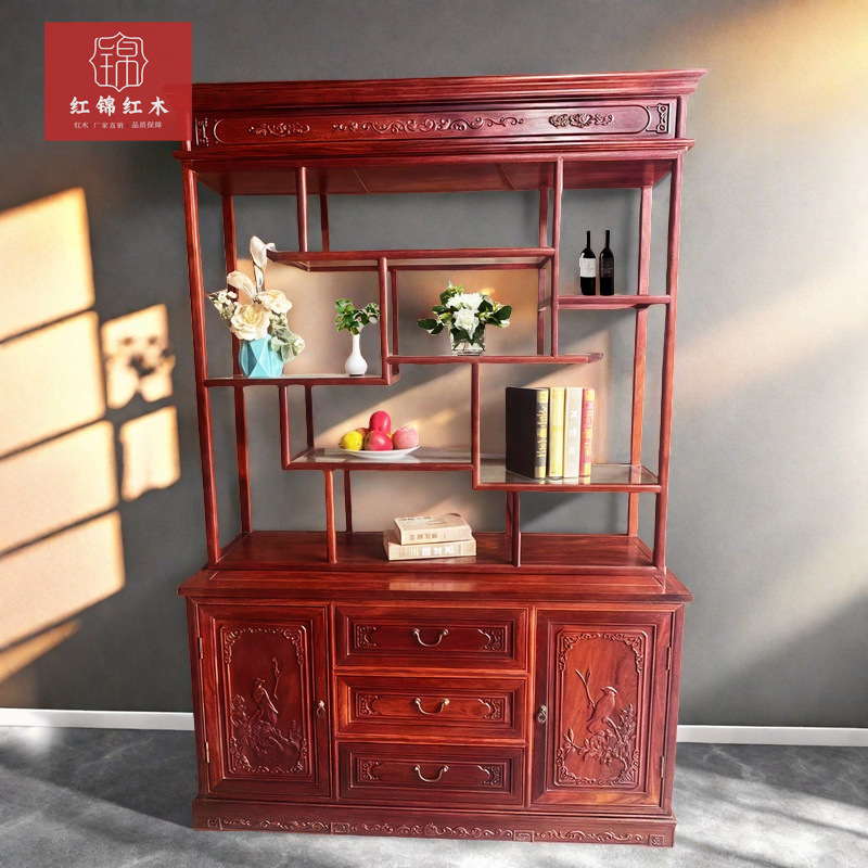 红木家具小叶红檀博古架多宝阁书架展示柜隔断玄关陈列柜