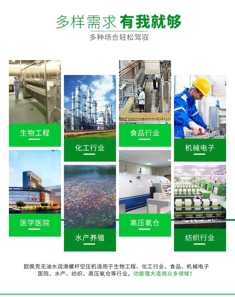 Screw-type oil-free water-lubricated variable-frequency 37-kilowatt air compressor, industrial-grade 15-kilowatt small air pump air compressor