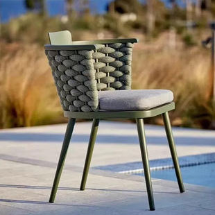 Outdoor Table and Chair Combination, Leisure Long Table, Round Table, Chair, Woven Rattan Chair, Mesh Tube Rattan Designer Hotel Seat