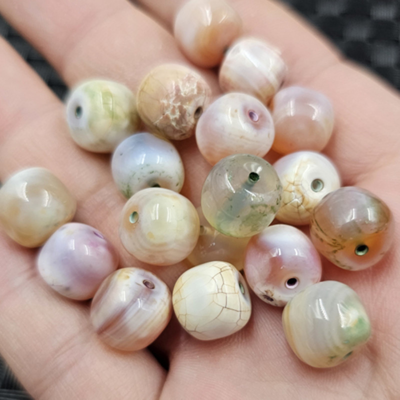 樱花玛瑙老型珠玉石散珠粉玉髓桶珠路路通饰品配件手工玉珠子