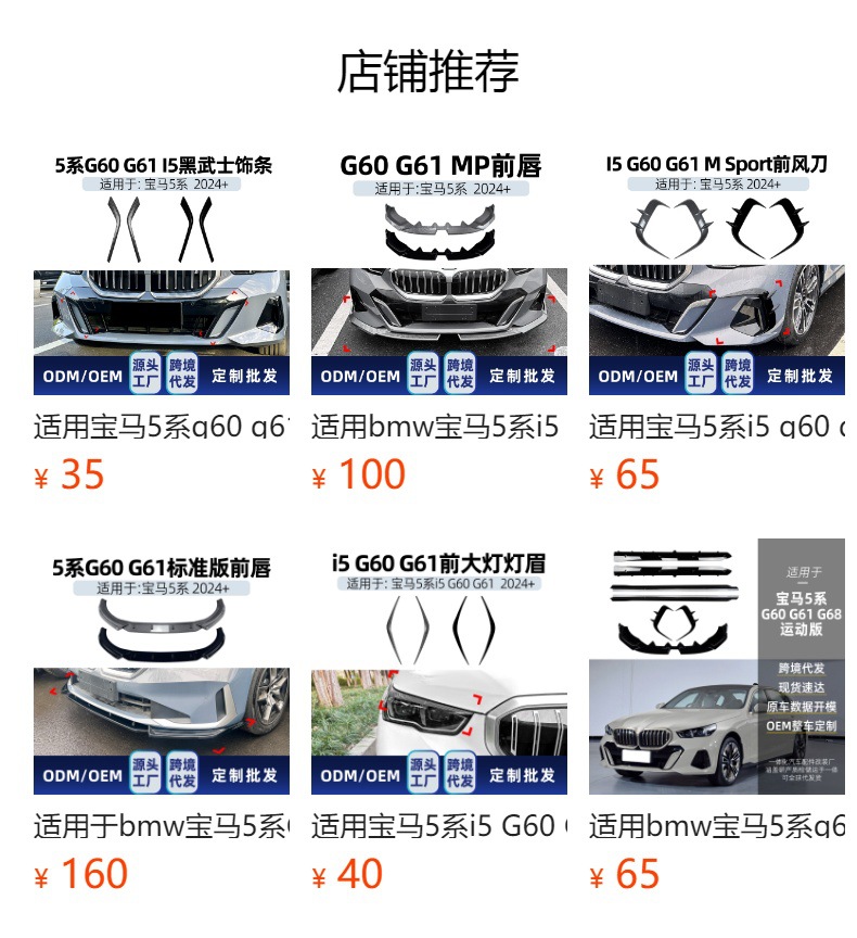 Suitable for BMW 5 Series i5 G60 G61 2024+ special front headlight eyebrow decorative strip car sticker cross-border modification