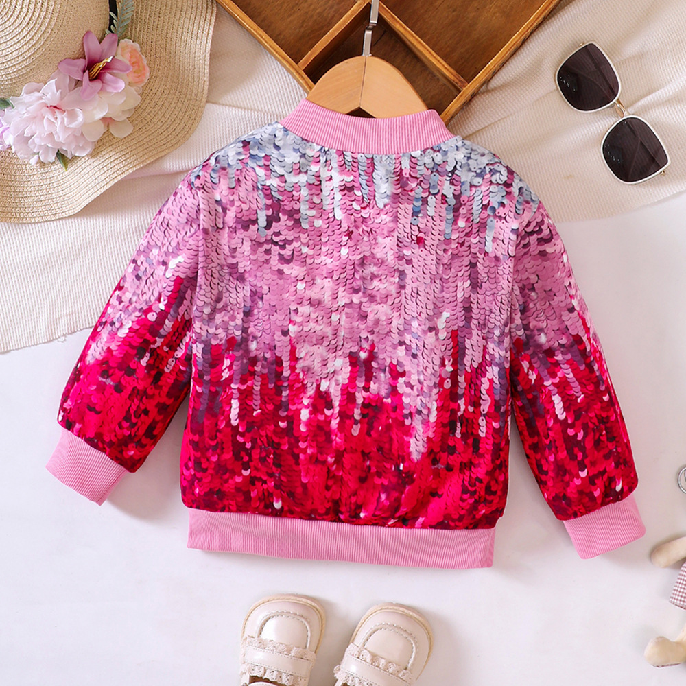 EW children's clothing, new product for girls, autumn and winter multi-color printed zippered baseball jacket WT555-D_voghion.com