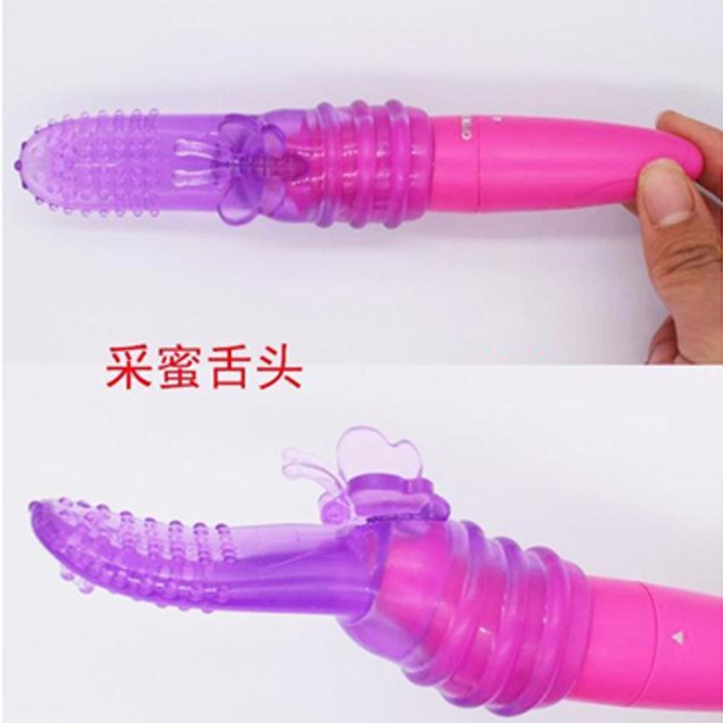 Jumping Egg Headgear Vibrator Accessory with Extended Clitoral Tongue, Purple Soft Silicone — detail image 6