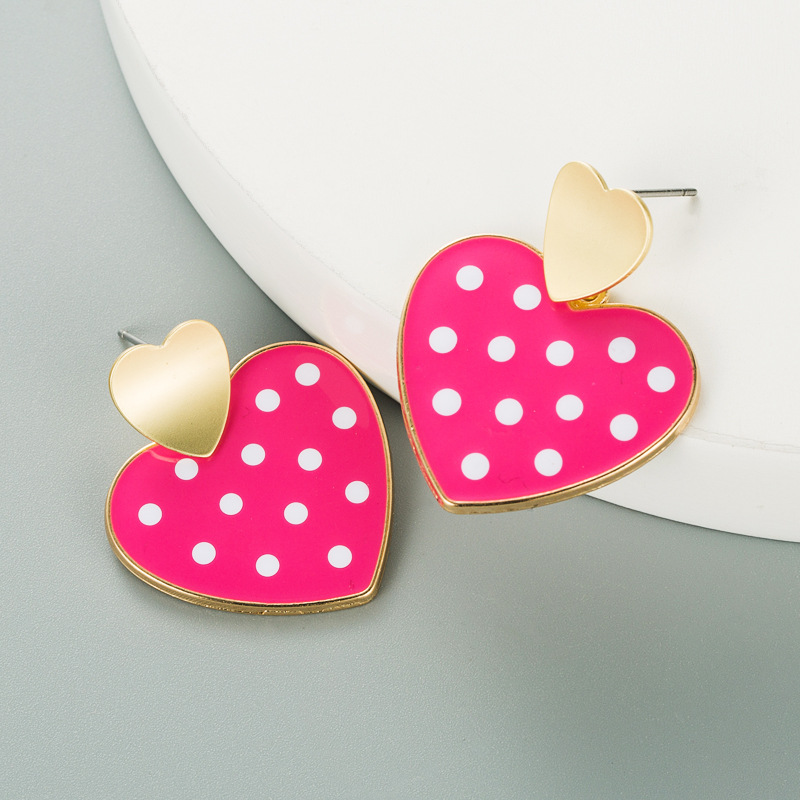 Boucles D&#39;oreilles En Forme De Coeur En Alliage Multicouche À La Mode En Gros display picture 4