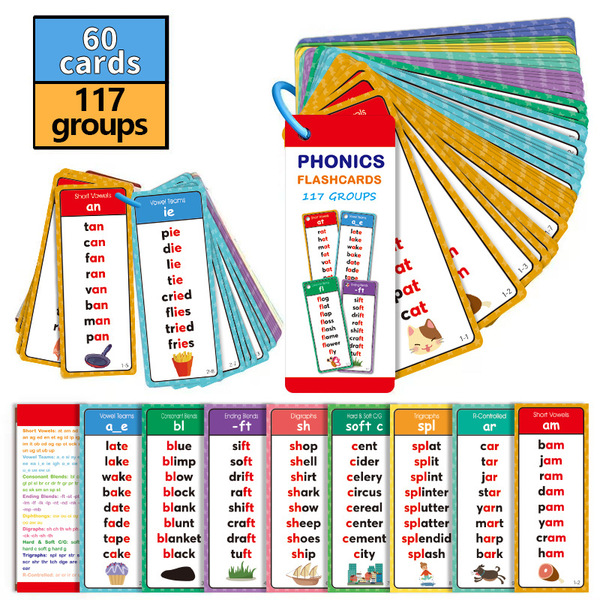 English Word Cards Knowledge Cards 60 High-Frequency Word Learning Cards Kidsren's Educational Toys School Training Teaching Aids