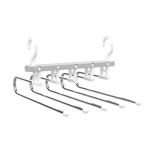 Multifunctional foldable telescopic stainless steel trouser hanger, plastic clothes hanger, foldable multi-layer metal rod trouser hanger