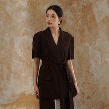 新中式十三行韩版休闲西装女设计感小众夏季百搭短袖外套R22837
