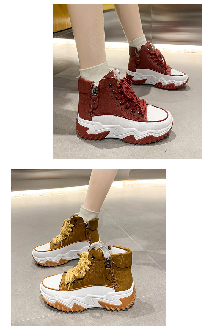 Korean style new dad shoes for women Women Sneakers Thick bottom front lace up sneakers for women Height increasing shoes for women_desvips.com