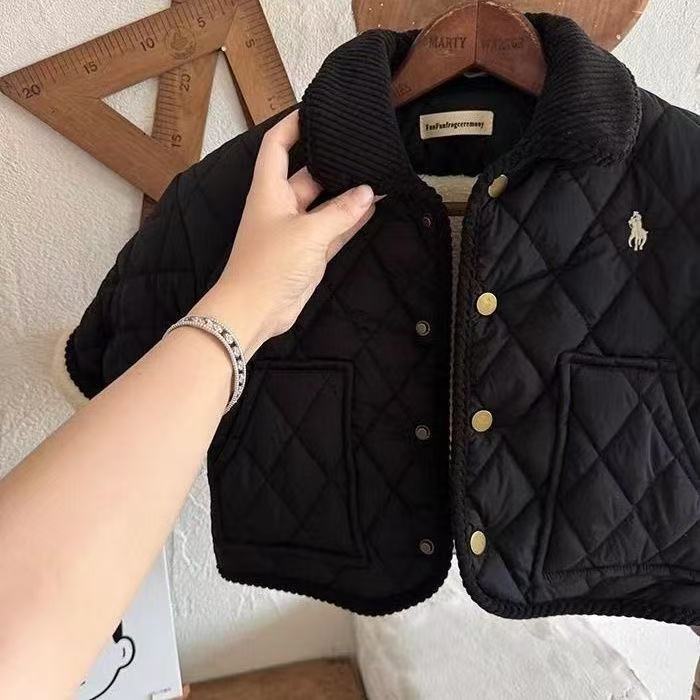 儿童加绒棉服男童2025冬新款小童纯色外套轻薄宝宝短款棉袄女加厚|undefined
