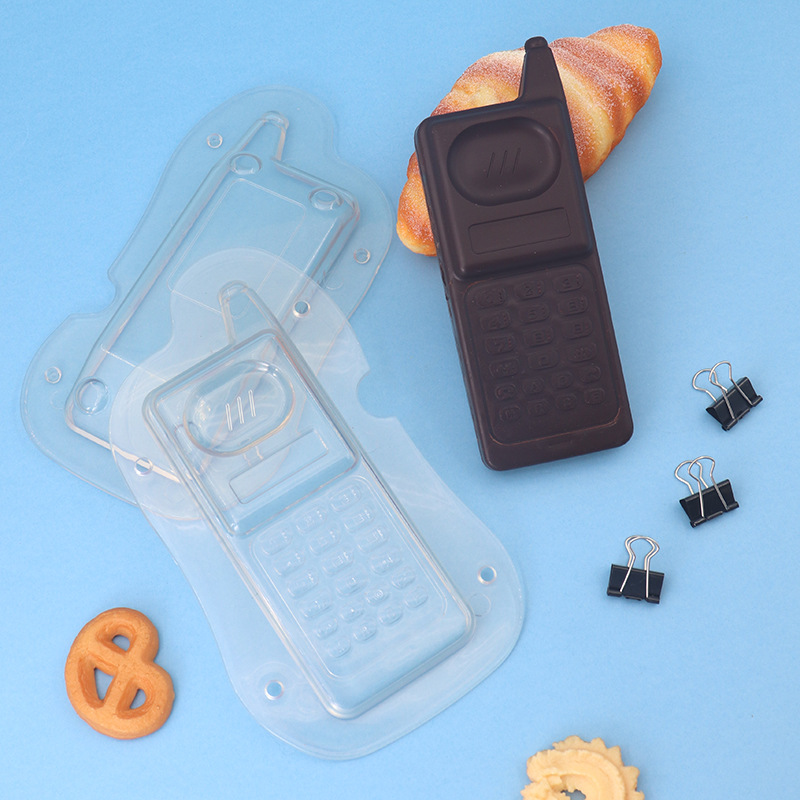 Molde de chocolate para simulación de teléfono móvil creativo en 3D, transparente, para fondant, en stock.