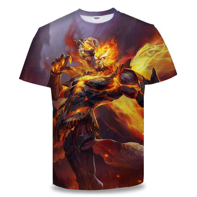 Camiseta de manga corta con estampado digital bidimensional de verano 3d verano para adolescentes y niños juego de gloria para hombres
