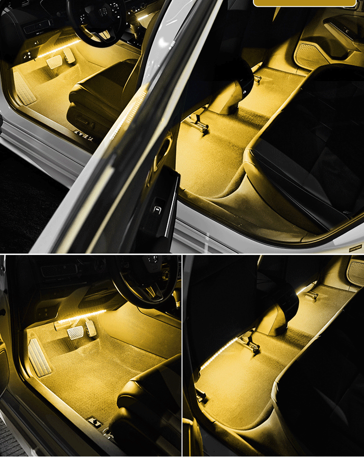 New ambient light for the car, LED colorful interior lighting, USB-powered footwell decorative light, remote control and mobile app control