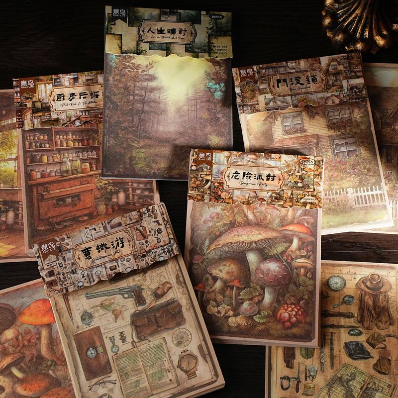 Papel de material A6 de aves italianas Retro Flor ins regalo papel de embalaje cuentas de mano paisaje decoración DIY papel de material de base