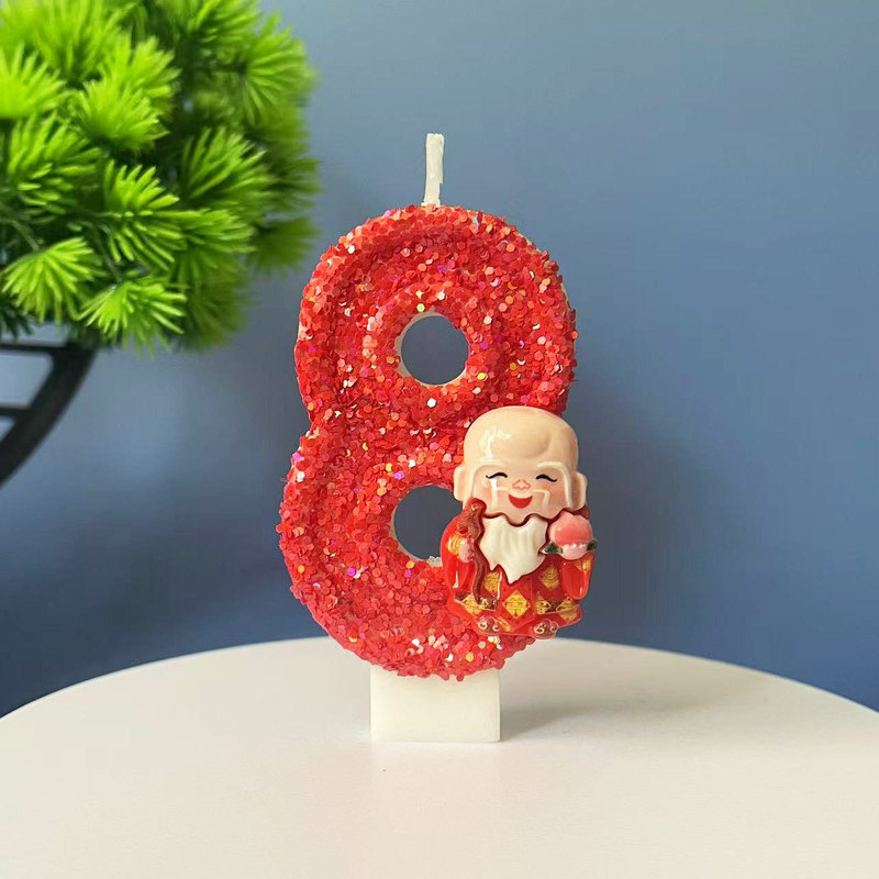 寿仙喜庆高齢者向け誕生日デコレーションデジタルバースデーキャンドル赤色誕生日ケーキクリエイティブ超キラキラ光る|undefined