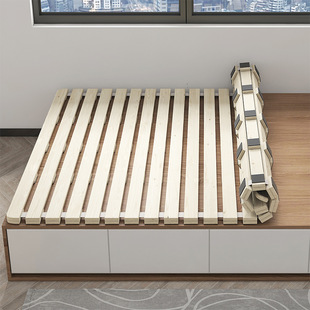 Tatami Frame with Foldable Solid Wood Floor Bed Frame, Moisture-Proof Mattress, Bed Board, Bay Window Cushion, Lezhu