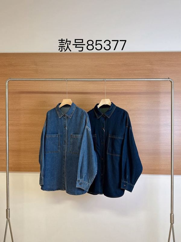 新款翻领牛仔衬衫女韩系宽松双口袋设计感上衣休闲衬衫|undefined