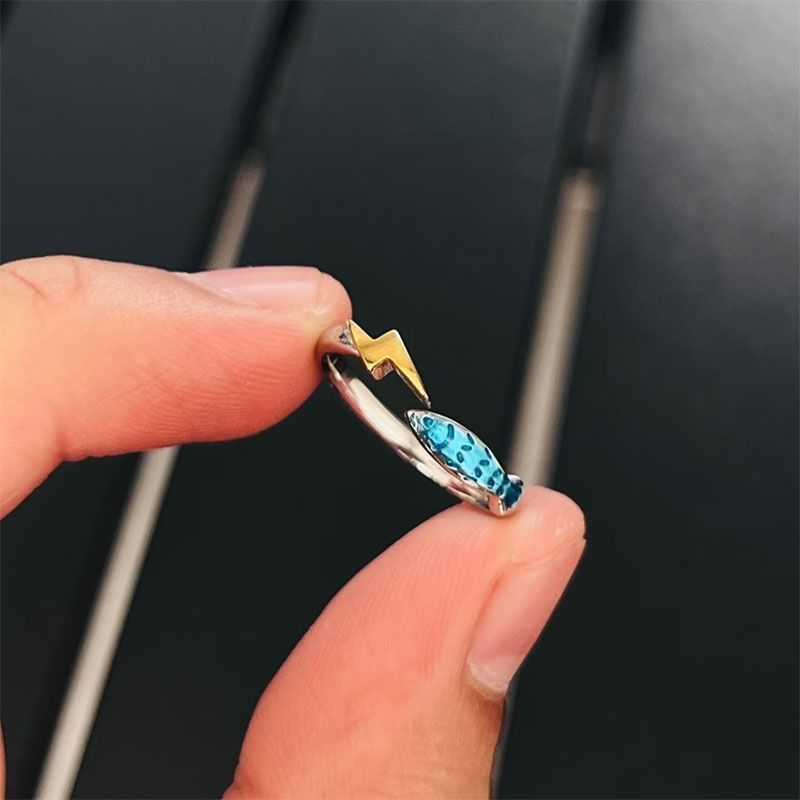 【未完待栩】小鱼雷电印象戒指星渝色栩光金星色指环时尚百搭戒指|undefined