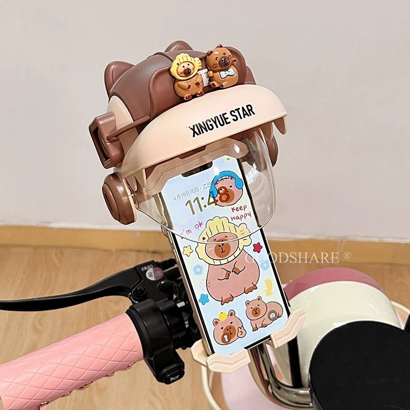 電気自動車携帯電話ナビゲーションホルダーかわいい漫画バッテリー車ユニバーサル小型ヘルメット携帯電話ホルダー耐衝撃日よけと雨よけ|undefined