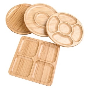 Bamboo Round Fruit Tray Japanese Dried Fruit Tray Hotel Home Snack Nut Candy Five-grid Fruit Tray Wholesale