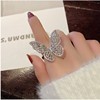 Fashionable eating bib, ring with crystal, accessory, jewelry, Korean style, diamond encrusted, with gem