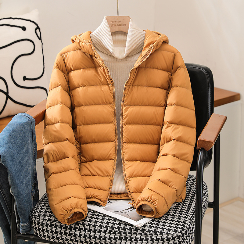 2026 Autumn and Winter New Style 90 White Duck down Lightweight down Jacket for Women with Hood, Thin Style, Large Size Coat