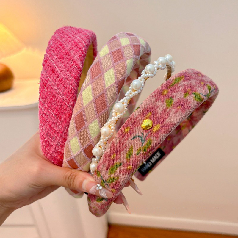 pink headband women‘s headband hairpin women‘s 2024 new fashionable fashionable hair tie autumn and winter plush hair accessories