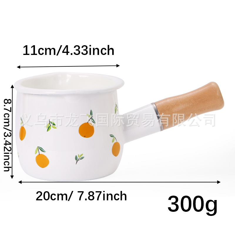 입이 있는 흰색 오렌지 우유 냄비 - 10cm
