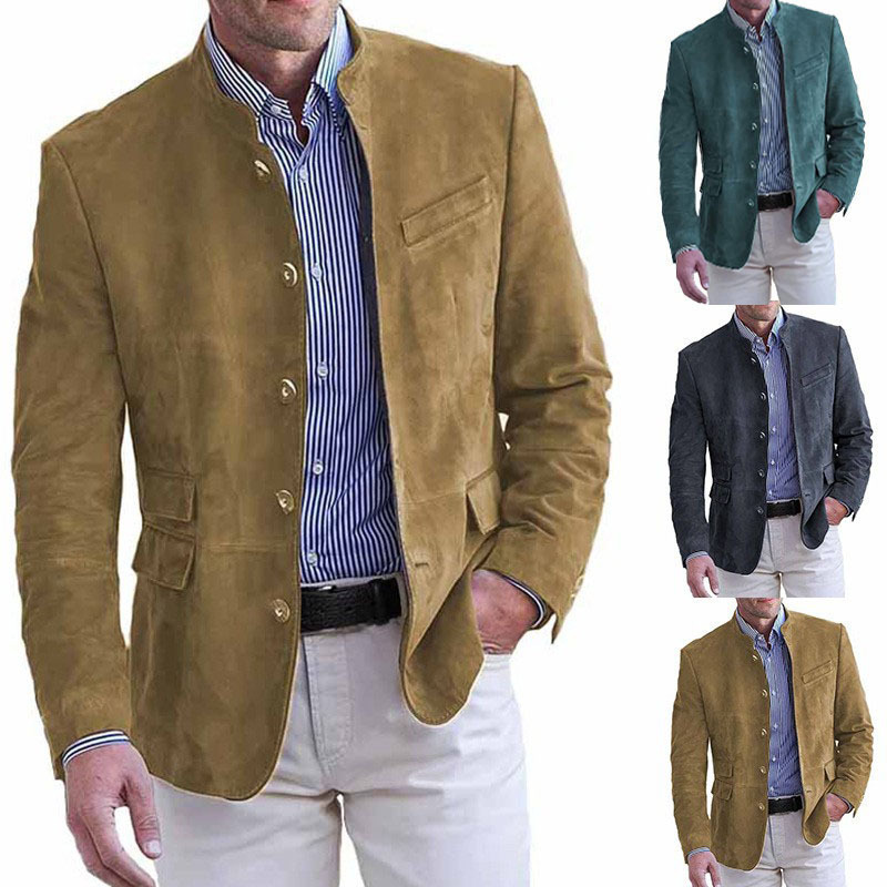 European and American Cross-Border New Heavy-Duty Retro Suede Work Jacket Men's Retro American Casual Suit Jacket European and American Cross-Border New Heavy-Duty Retro Suede Work Jacket Men's Retro American Casual Suit Jacket