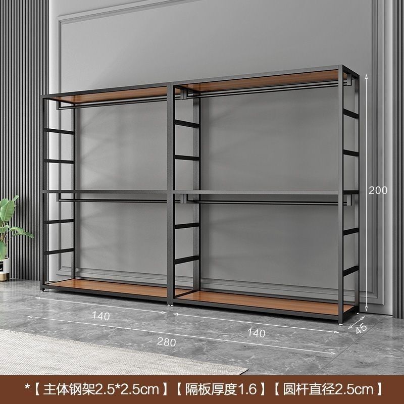 衣帽架钢结构衣柜家用卧室加厚双层加粗衣帽架两层金属简约现代|undefined