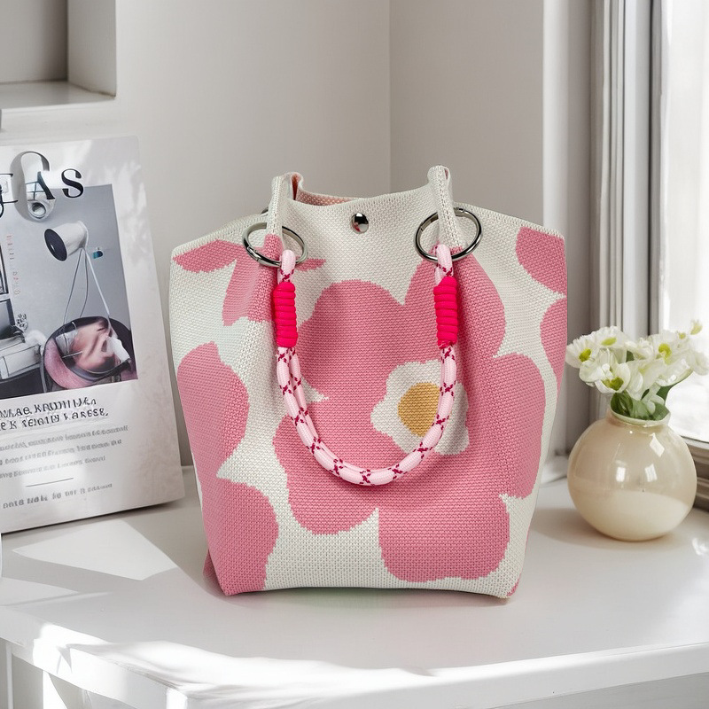 Nicho de diseño blanco y negro jersey jersey bolso de mano casual versátil gran capacidad bolso de mochila fábrica directa