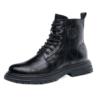 Autumn and Winter 2023 New Martin boots men's genuine leather high-top trendy platform overalls shoes retro British fleece-lined men's boots