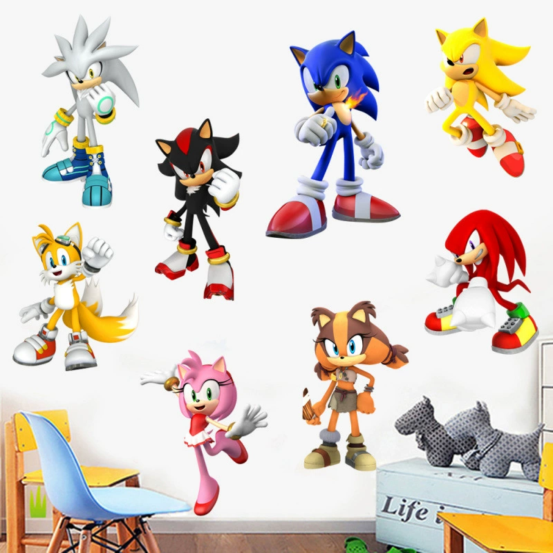 Соник настенная наклейка детская комната гостиная декоративная роспись самоклеящаяся ПВХ мультипликационная наклейка