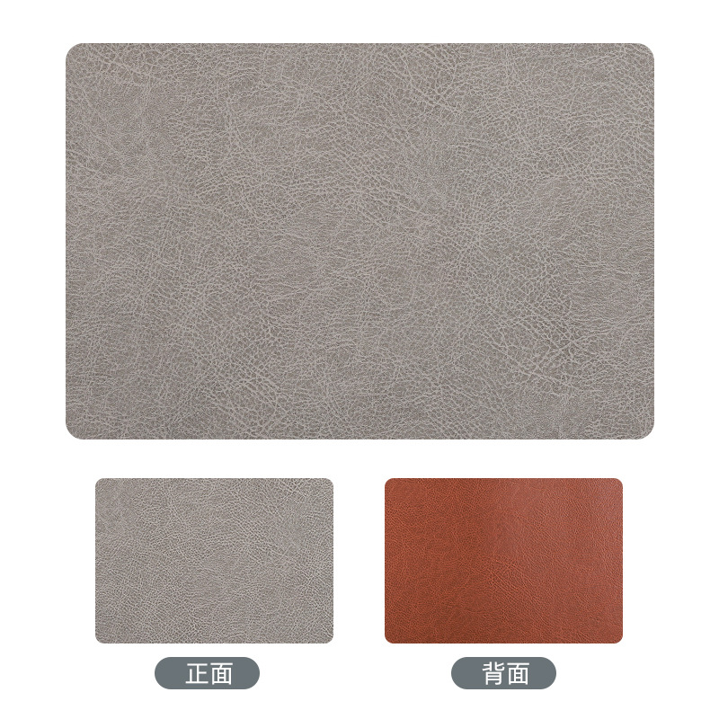 Clásico de doble cara de contraste imitación de cuero de vaca estampado de cuero pu mesa de comedor de aceite aislamiento térmico cojín de platos y cubiertos