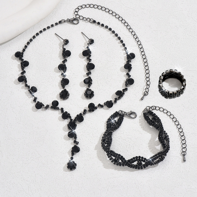2022ファッション水晶ドリルネックレスピアスブレスレット三点セットアクセサリー結婚式アクセサリー|undefined