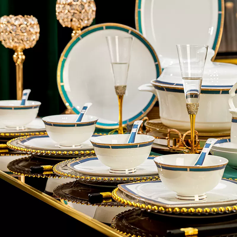 碗家用2024新款景德镇骨瓷碗筷套装礼品陶瓷餐具套装碗碟盘子批发