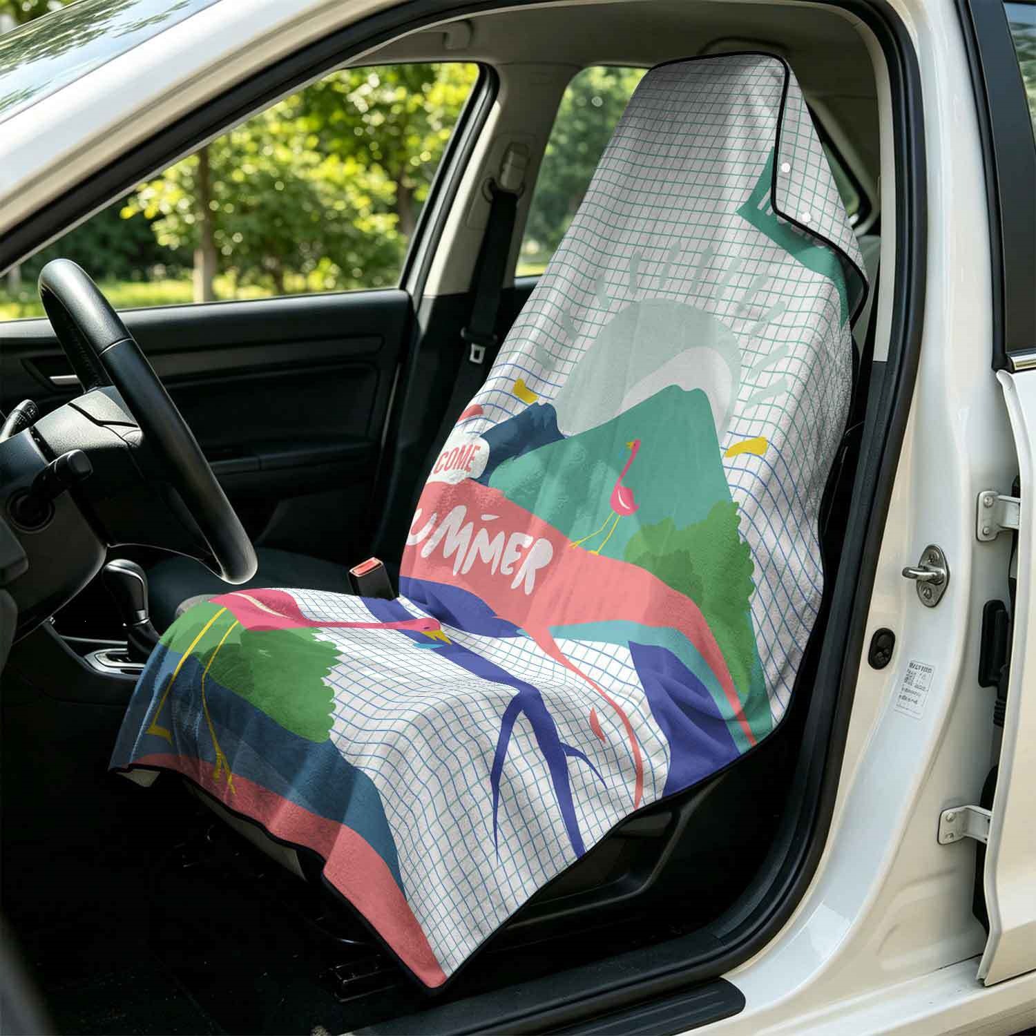 Summer bath towel and car seat cover 2-in-1, ultra-fine fiber outdoor beach and car dual-use universal seat cushion