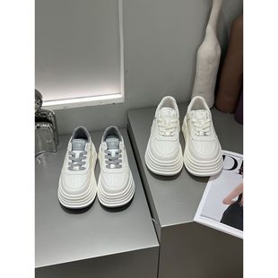 Ba Muxiu Genuine Leather Platform Thick-Soled Heightening Casual White Shoes 2025 Spring New Soft-Soled Non-Tiring Feet Soft-Soled Sneakers