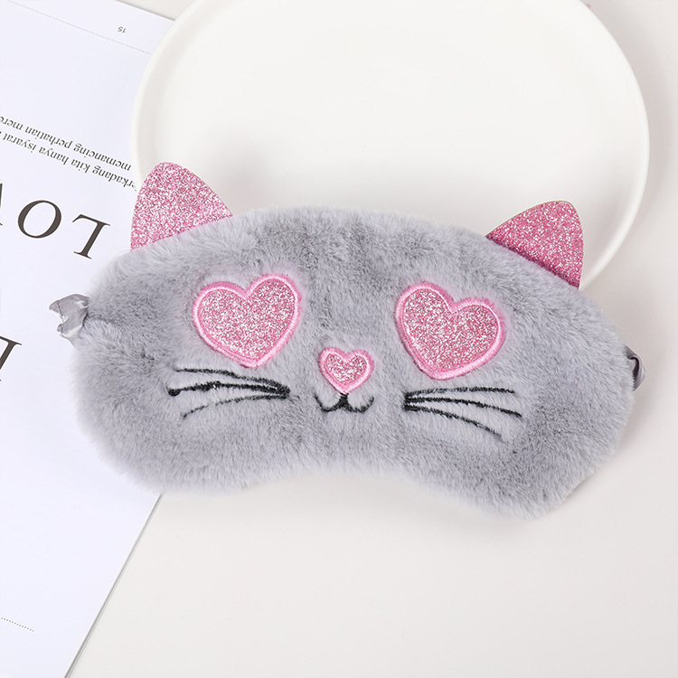 Fábrica al por mayor de felpa máscara de ojo de dibujos animados de santa claus alce sombreado máscara de ojo zorro animal bolsa de hielo transpirable