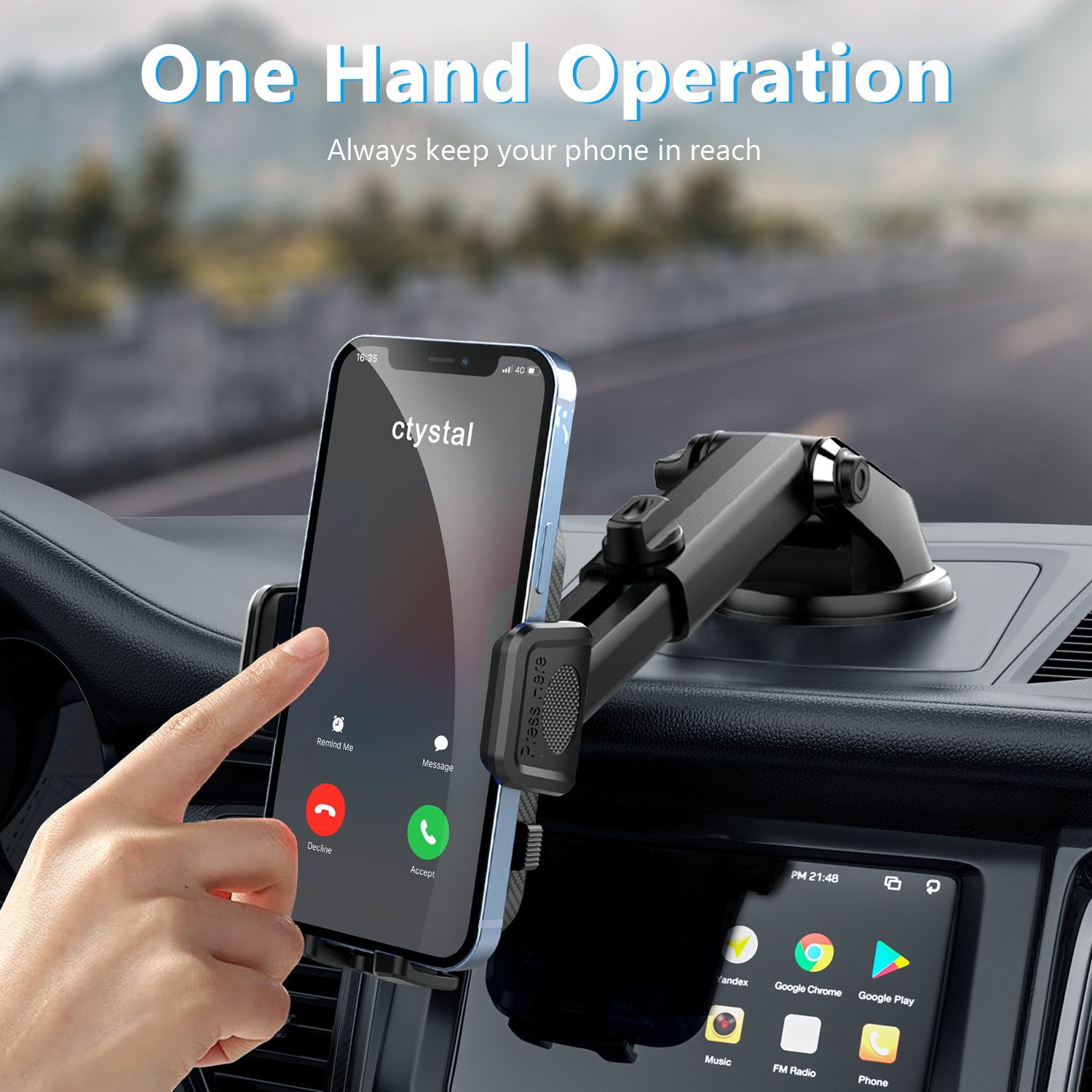Car Phone Holder for Dashboard Windshield Suction Cup Type Retractable Navigation Car Center Console