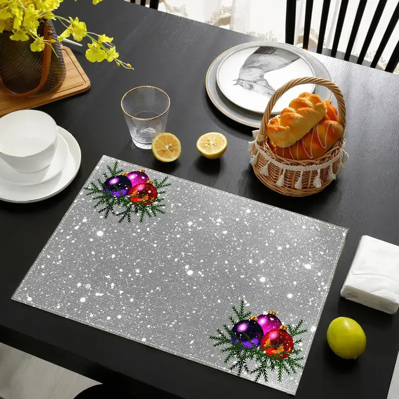 temu クロスボーダー クリスマス 新しいリネン プレースマット ホリデー パーティー パーティー デコレーション カップ 防汚断熱テーブルマット|undefined