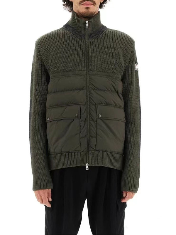高版本蒙家大口袋羽绒服FW24纯色衔接拉链夹克针织白鸭绒羽绒外套|undefined