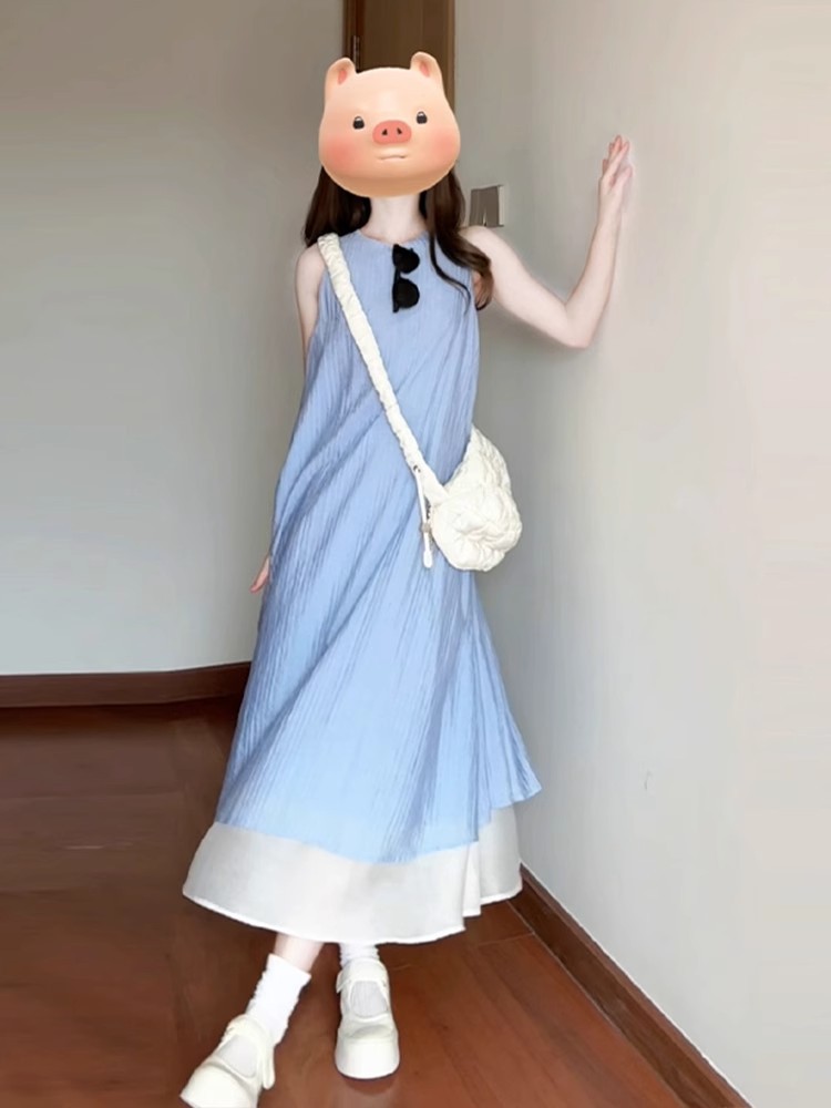 Blue summer dress sleevless