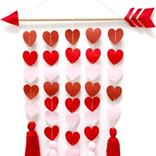 亚马逊跨境爱心门帘隔断情人节装饰七夕串旗悬挂花环批发现货手工