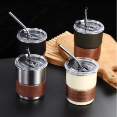 304ステンレスコーヒーカップ蓋付き屋外キャンプピクニックカップレストランカップセット付きパーマ防止階段ビールマグ
