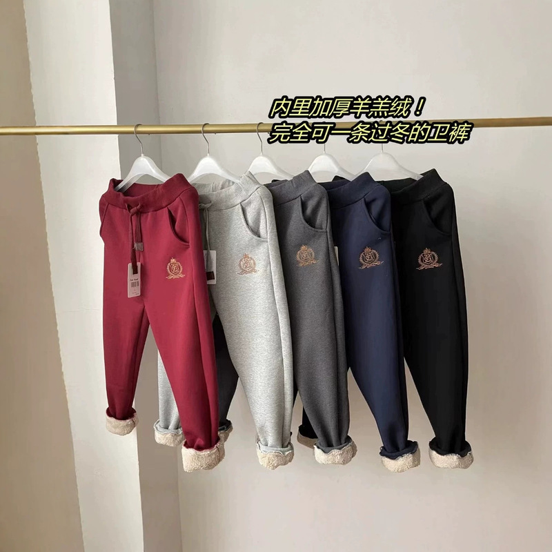 Fleece-lined thickened faux lamb wool casual pants for women, autumn and winter jogger pants, harem sweatpants, cross-border women's clothing wholesale Fleece-lined thickened faux lamb wool casual pants for women, autumn and winter jogger pants, harem sweatpants, cross-border women's clothing wholesale