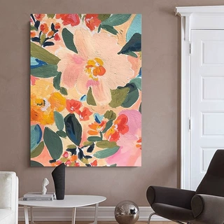 Retro Abstract Floral Frameless Wall Art