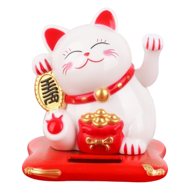 Gato de la suerte solar, lindo y rico, decoración de coche, apertura creativa, decoración de gato, máquina de garras, todas las direcciones
