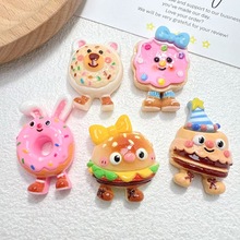 卡通食玩饼干面包diy树脂配件批发手工发夹手机充电线头饰装饰贴