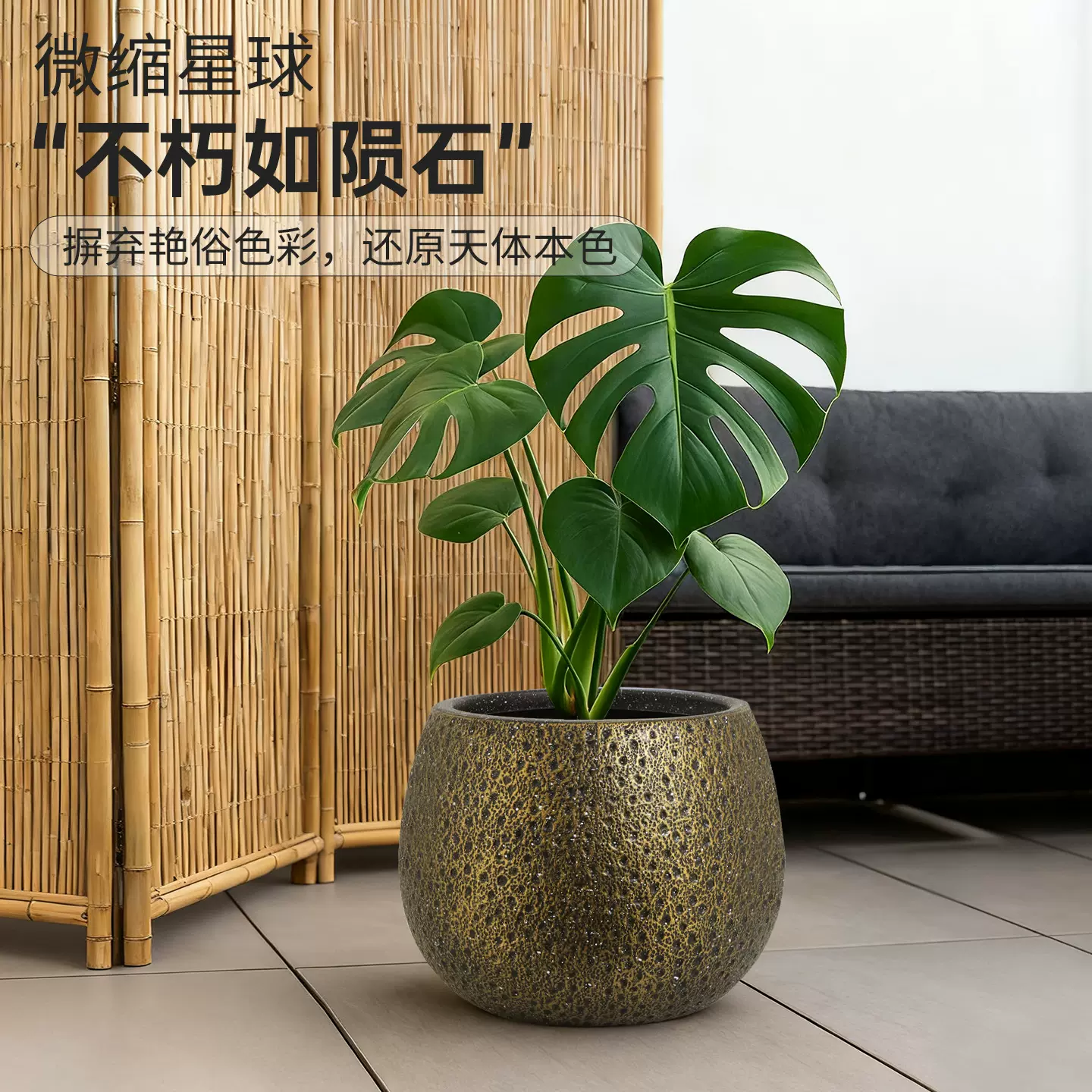 球形复古塑料花盆虎皮兰种植盆客厅阳台圆形加厚花盆