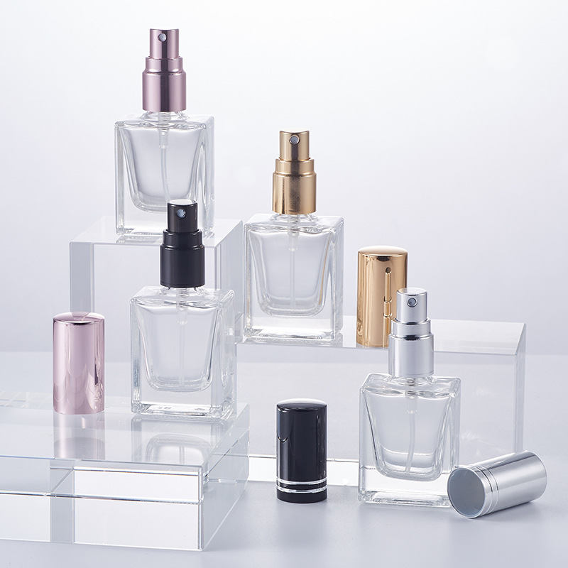 Botella de perfumes 10ml botella de spray cuadrada de vidrio vacía botella de viaje transparente botella de muestra pequeña botella de cuatro cuadrados